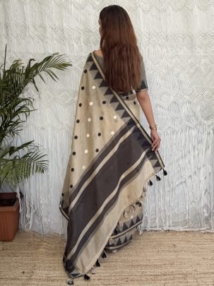 Embroidery Cream Colour Cotton Saree For Traditional Wear