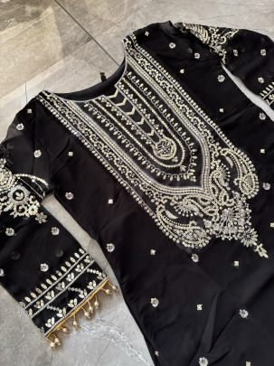 Embroidery Work  Black  Colour Gharara Suit