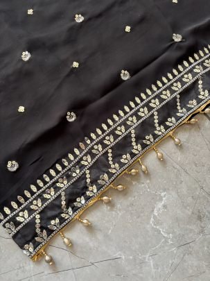 Embroidery Work  Black  Colour Gharara Suit