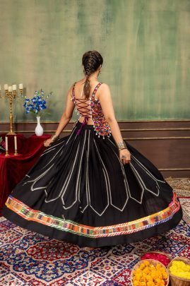 Embroidery Work Black Colour Navratri Lehenga