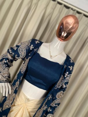 Embroidery  Work  Blue Colour  Indo Western Dress