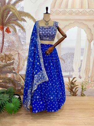 Embroidery Work  Blue  Colour Lehenga With Choli