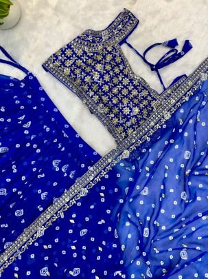 Embroidery Work  Blue  Colour Lehenga With Choli