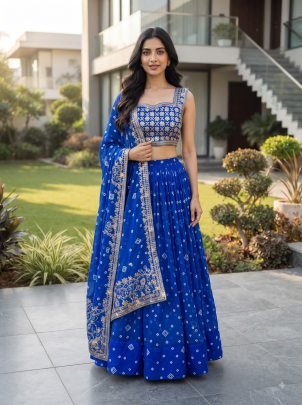 Embroidery Work  Blue  Colour Lehenga With Choli