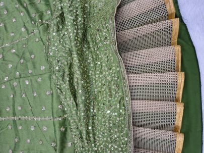 Embroidery Work  Green Colour Lehenga Choli Set
