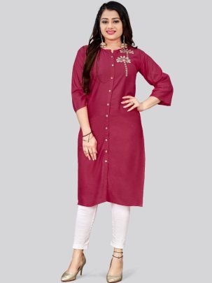 Embroidery  Work Maroon Colour Kurti