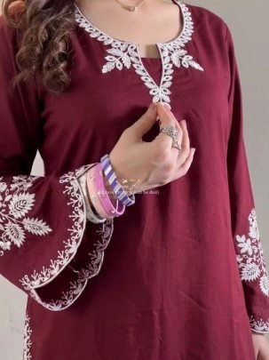 Embroidery  Work Maroon Colour Farshi Salwar Suit