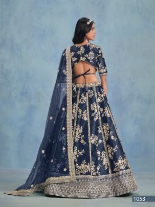 Embroidery Work  Navy Blue  Colour Lehenga Choli With Dupatta