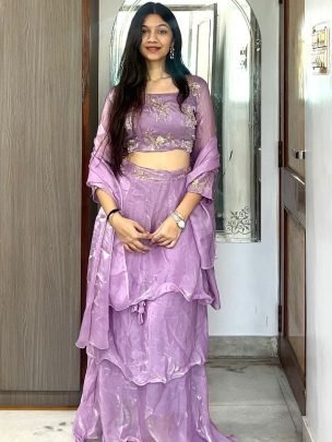 Embroidery  Work Pastel Purple  Colour  Lehenga Choli