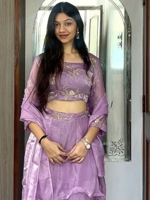 Embroidery  Work Pastel Purple  Colour  Lehenga Choli