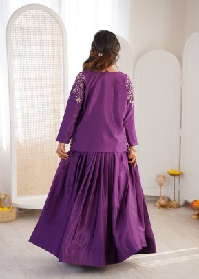 Embroidery Work Purple Colour Lehenga Choli With Jacket