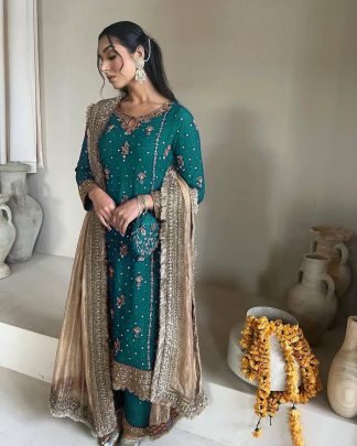 Embroidery Work  Rama  Colour Palazzo Suit