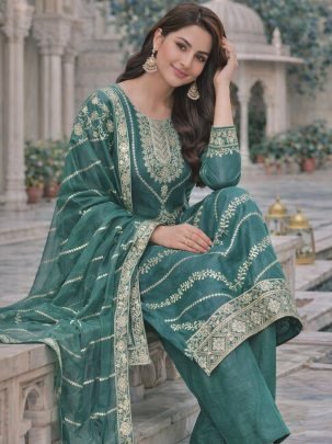 Embroidery Work  Rama Colour Palazzo Suit