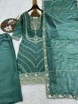 Embroidery Work  Rama Colour Palazzo Suit