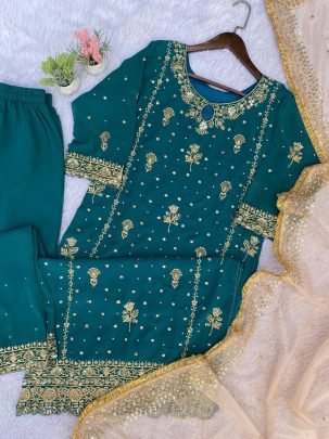 Embroidery Work  Rama  Colour Palazzo Suit