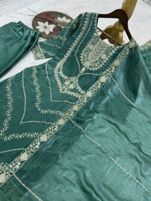 Embroidery Work  Rama Colour Palazzo Suit