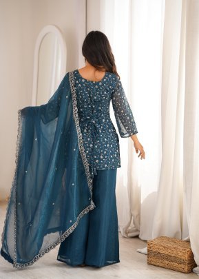 Embroidery  Work  Rama Colour Palazzo Suit