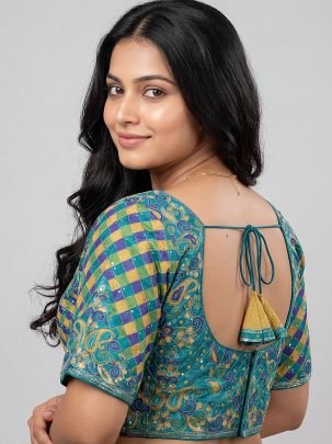 Embroidery Work Rama Colour  Ready Made Blouse
