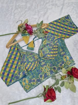 Embroidery Work Rama Colour  Ready Made Blouse