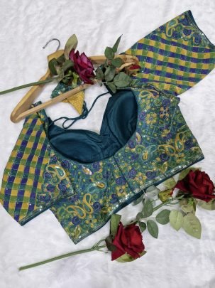 Embroidery Work Rama Colour  Ready Made Blouse