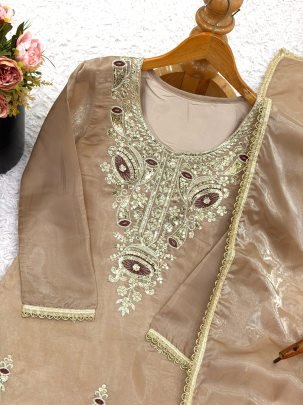 Embroidery  Work  Yellow Colour  Palazzo Suit
