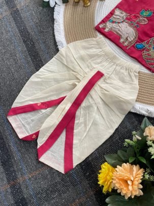 Ethnic Dark Pink Colour  Kids Kurta With Dhoti