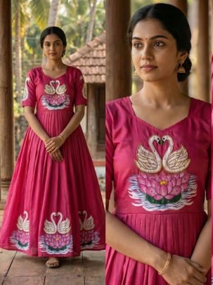 Ethnic Wear  Pink  Colour  Fancy Gown