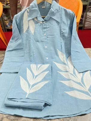 Fancy Cotton Slub Embroidered Co Ord Set With Side Pockets