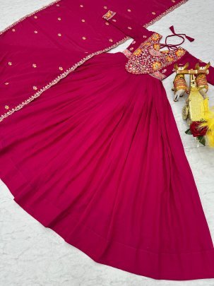 Fancy Georgette Gown With Heavy 3mm Sequence And Thread Work Dupatta