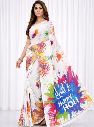 Fancy  Holi  Festival  Printed Saree