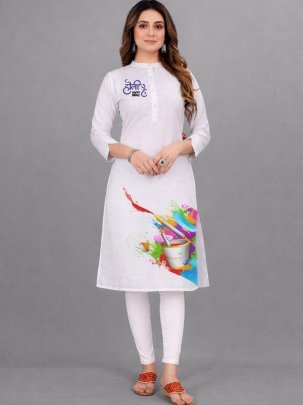Fancy  Holi Prints Fancy Ladies Kurti