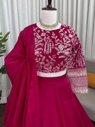 Fancy  Hot Pink Colour Silk Fabric Lehenga Choli