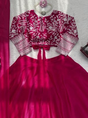 Fancy  Hot Pink Colour Silk Fabric Lehenga Choli