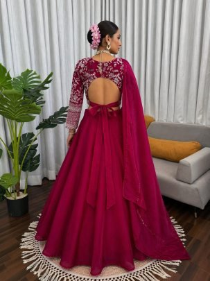 Fancy  Hot Pink Colour Silk Fabric Lehenga Choli