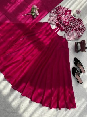 Fancy  Hot Pink Colour Silk Fabric Lehenga Choli