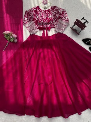 Fancy  Hot Pink Colour Silk Fabric Lehenga Choli