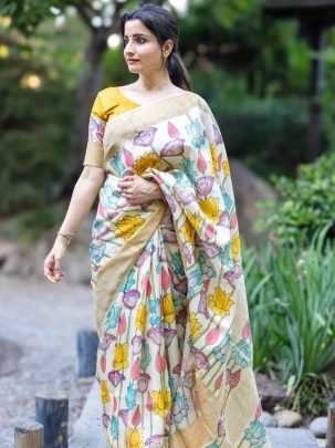 Fancy Linen Digital Printed Saree With Digital Printed Blouse