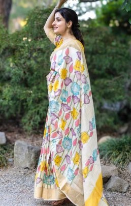 Fancy Linen Digital Printed Saree With Digital Printed Blouse