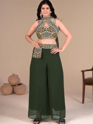 Fancy Mehendi Wear Banglory Silk Indo Western Dress