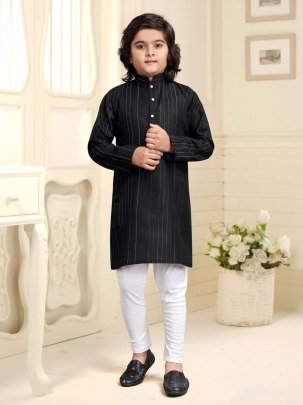 Fancy  Plain  Black  Colour Kids  Kurta