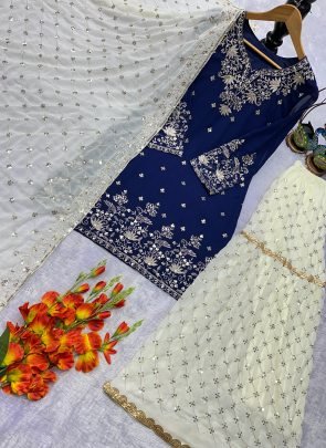 Fancy Purple Colour  Sharara Suit