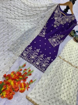 Fancy Purple Colour  Sharara Suit