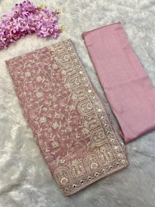 Faux Georgette Fabric Baby Pink Colour Saree