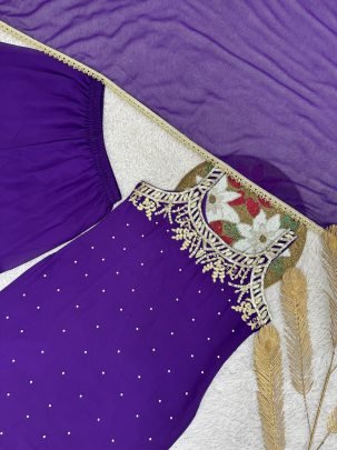 Faux Georgette Fabric Purple Colour Gharara Suit