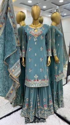 Faux Georgette Rama Colour  Sharara  Suit