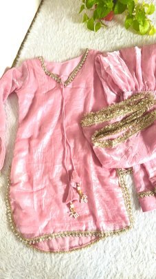 Fendi Satin Silk Baby Pink Colour Farsi Salver Suit