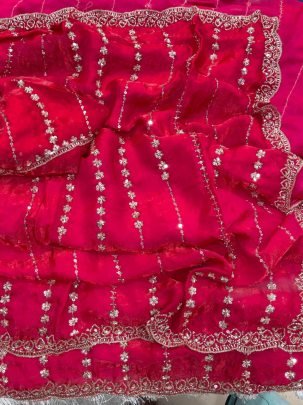 Fendy Sartin Fabric Hot Pink Colour Saree