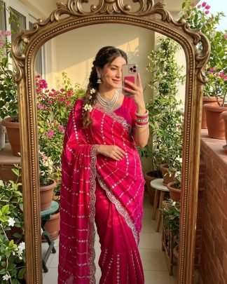 Fendy Sartin Fabric Hot Pink Colour Saree