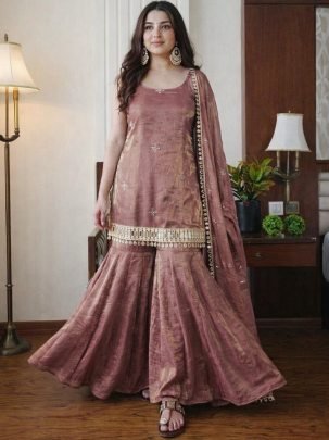 Fendy Silk Fabric  Coper Colour  Sharara Suit