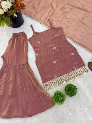 Fendy Silk Fabric  Coper Colour  Sharara Suit